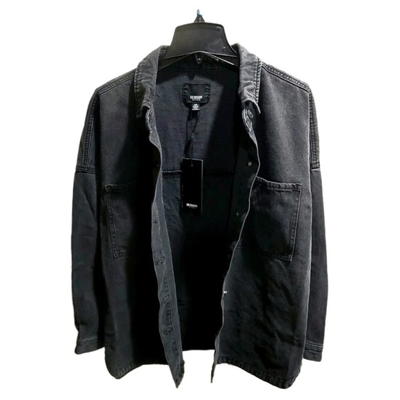 Women's HUDSON Black Oversize Denim Jacket M - Picture 3 of 9